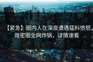 【紧急】圈内人在深夜遭遇猛料愤怒，微密圈全网炸锅，详情速看