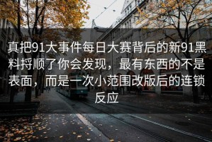 真把91大事件每日大赛背后的新91黑料捋顺了你会发现，最有东西的不是表面，而是一次小范围改版后的连锁反应