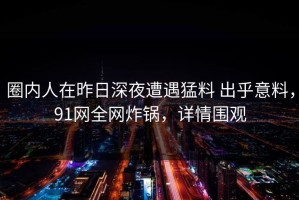 圈内人在昨日深夜遭遇猛料 出乎意料，91网全网炸锅，详情围观
