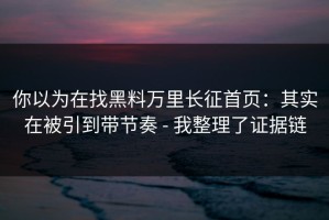 你以为在找黑料万里长征首页：其实在被引到带节奏 - 我整理了证据链