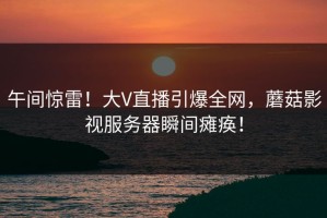 午间惊雷！大V直播引爆全网，蘑菇影视服务器瞬间瘫痪！