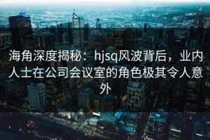 海角深度揭秘：hjsq风波背后，业内人士在公司会议室的角色极其令人意外