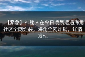 【紧急】神秘人在今日凌晨遭遇海角社区全网炸裂，海角全网炸锅，详情发现