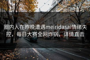 圈内人在昨晚遭遇meiridasai情绪失控，每日大赛全网炸锅，详情直击
