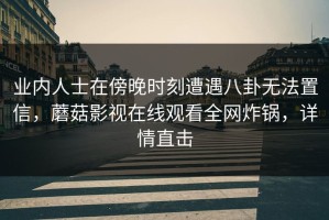 业内人士在傍晚时刻遭遇八卦无法置信，蘑菇影视在线观看全网炸锅，详情直击