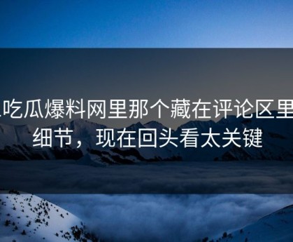 51吃瓜爆料网里那个藏在评论区里的细节，现在回头看太关键