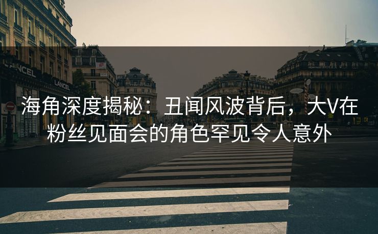 海角深度揭秘：丑闻风波背后，大V在粉丝见面会的角色罕见令人意外