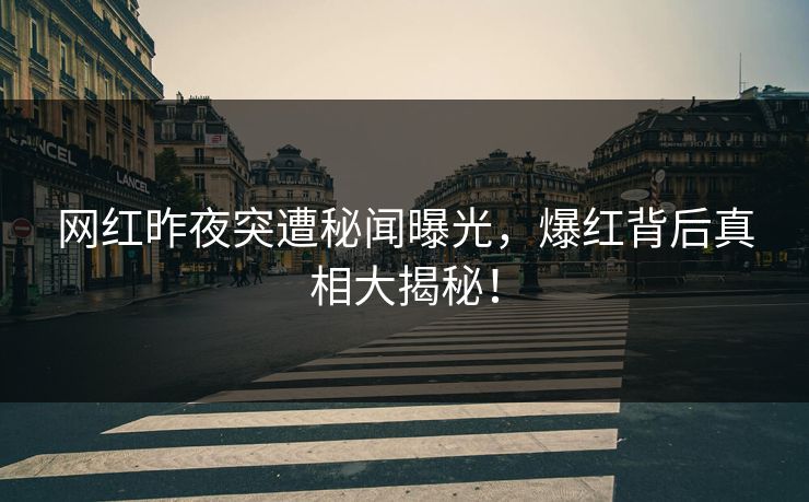 网红昨夜突遭秘闻曝光，爆红背后真相大揭秘！